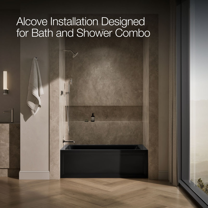 Archer® 60" x 30" Alcove Whirlpool, Black, Left
