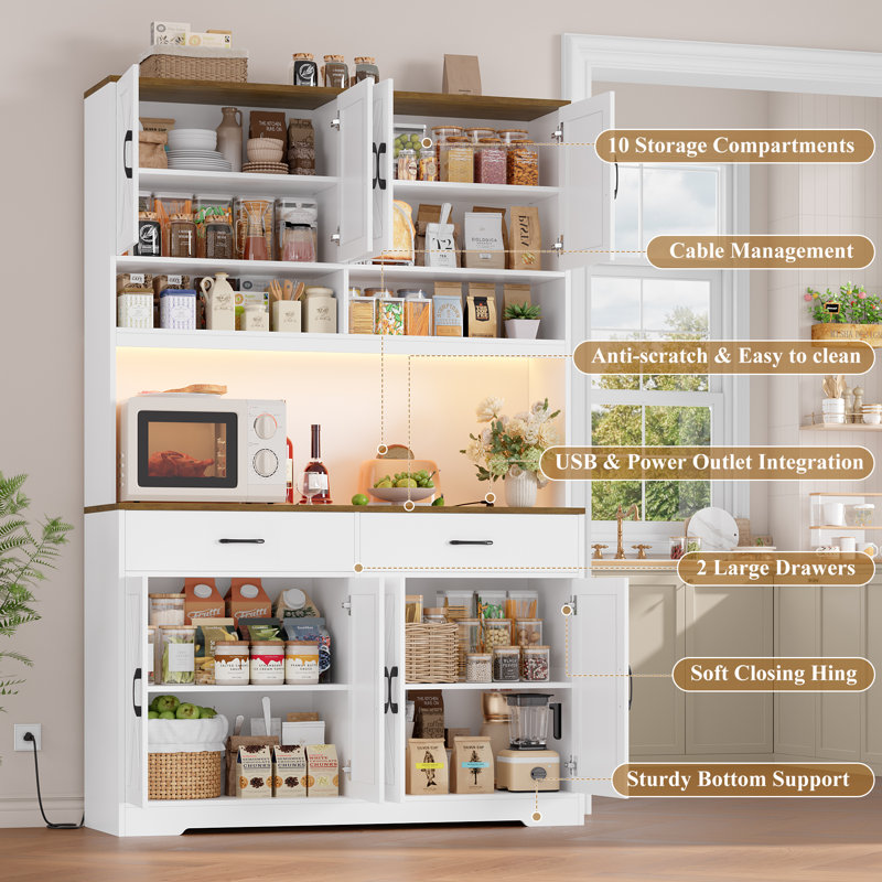 75.4" H Kitchen Pantry Cabinet, White