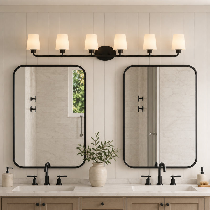 Éclairage géométrique à 6 lumières pour meuble-lavabo
