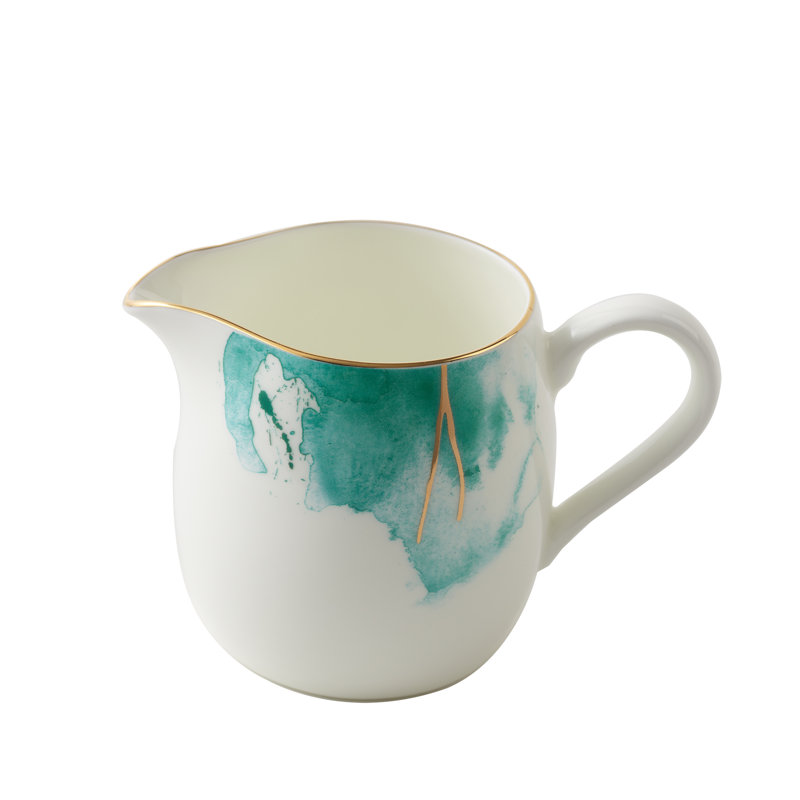 Premium Porcelain Cream And Sugar Set Water Colour With Gold  Banding