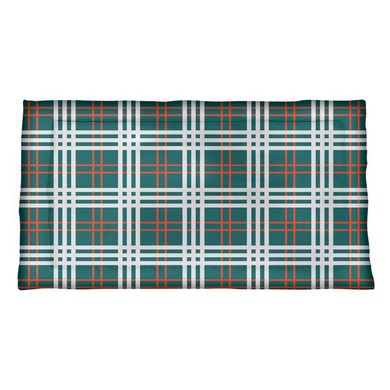 Plaid Sham Set, King, Aqua/Orange/White