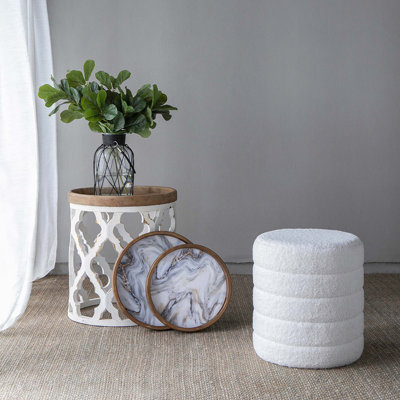 Ensemble de 5 ensembles de tabourets et de tables d'appoint de style maison de campagne française pour la décoration de maison artificielle