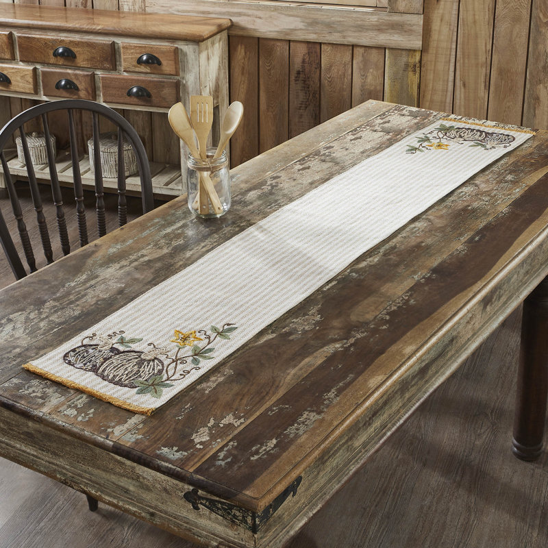 Pumpkin Bounty Rectangle Striped Table Runnner, 12" W x 72" L