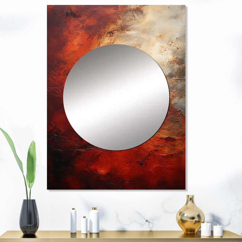 Acelina Maroon Mars mystère planète - notre miroir unique système solaire, grand miroir mural rouge, art imprimé en métal