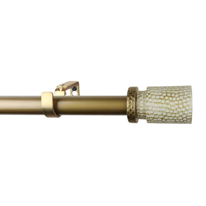 Peterson Zinc Adjustable Single Curtain Rod, 84" W x 6.75" D, Gilded French White