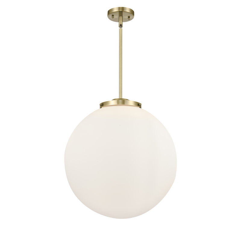 Frederick 3 - Light Pendant, Antique Brass, Matte White, 19" H x 18" W x 18" D