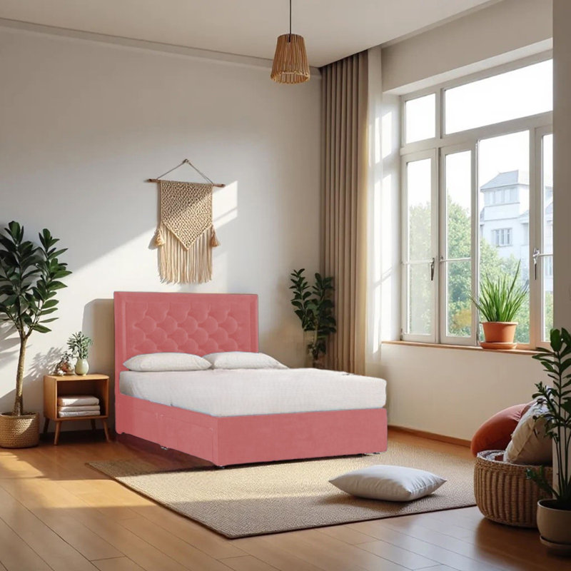 Divan Bed Set, Pink, Small Single (2'6)