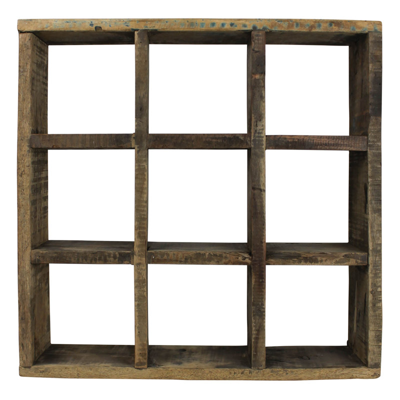 Ashden 9 Cube Rustic Wood Wall Shelf