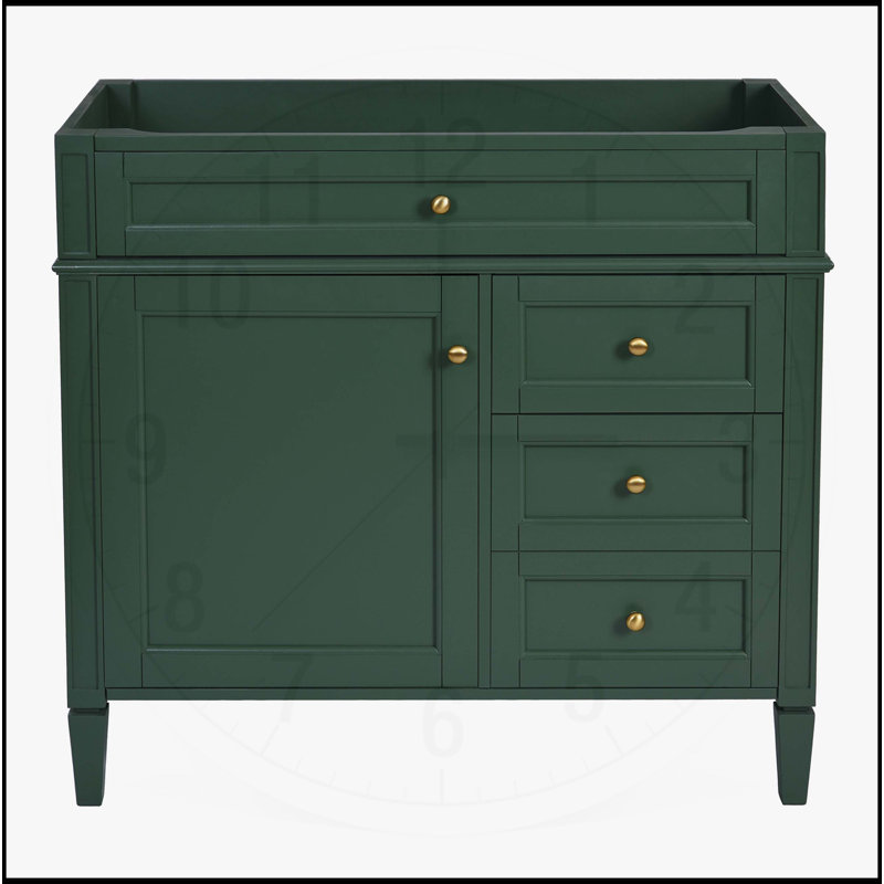 Meuble-lavabo de salle de bain sans lavabo supérieur, Vert, H 33 po x l 35,74 po x P 17,87 po
