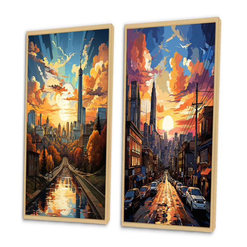 «City Atlanta Popart», 2 pièces, H 20 po x l 24 po, Encadrement brun