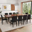 Ensemble de table de salle à manger en bois 87 po avec chaise rembourrée en cuir PU-116180957-123058298-115950757