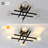 18.23 in. 4-Light Black & Gold Sputnik Semi-Flush Ceiling Light, Dimmable, Perfect for Living Room, Bedroom & Hallway