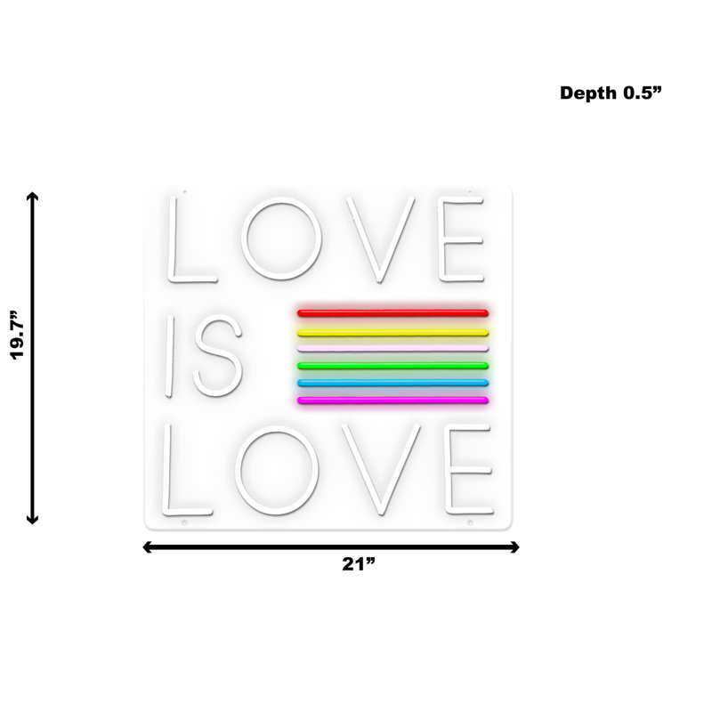 Enseigne néon Love is Love - 20 po x 21 po