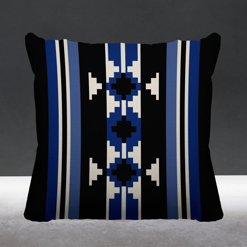 Coussin intérieur / extérieur Sakari, L 19 po x H 19 po, Bleu marine