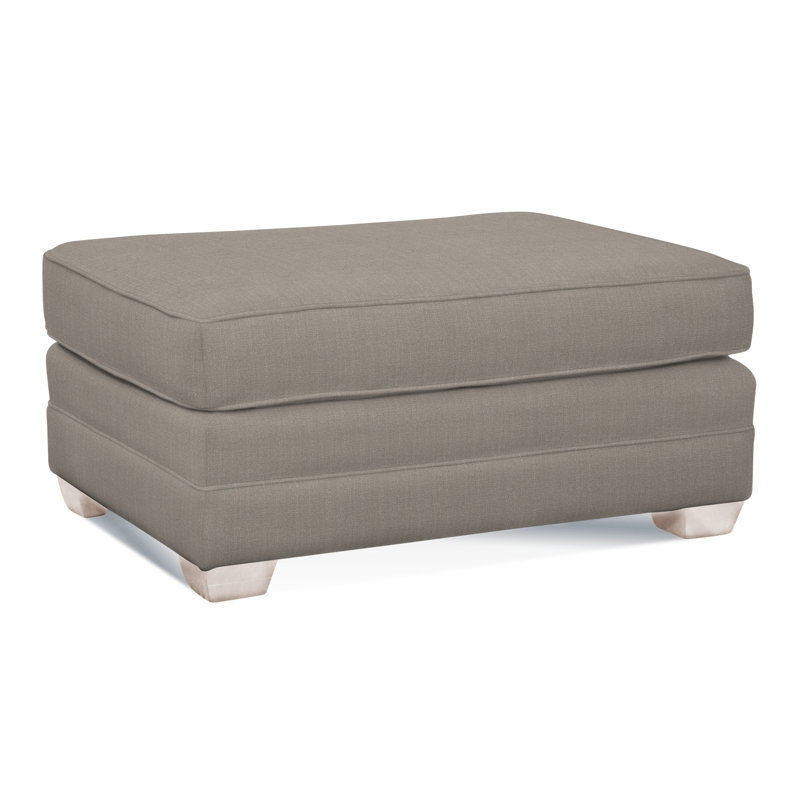 Bedford Upholstered Ottoman, Bisque , Light Blue and White Stripe; 0256-54