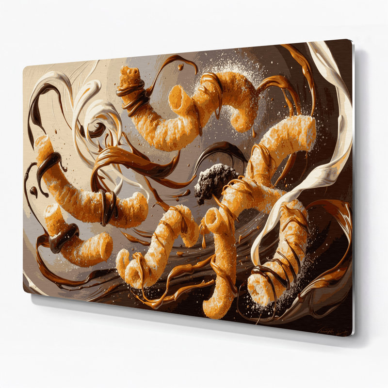 Dessert, croûte de porc, art mural en métal brun, H 11 po x l 14 po