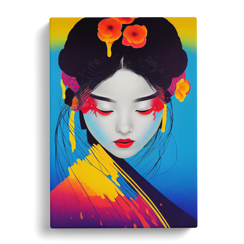Splashed Geisha No.5 - Wrapped Canvas, 50cm H x 35cm W x 3cm D