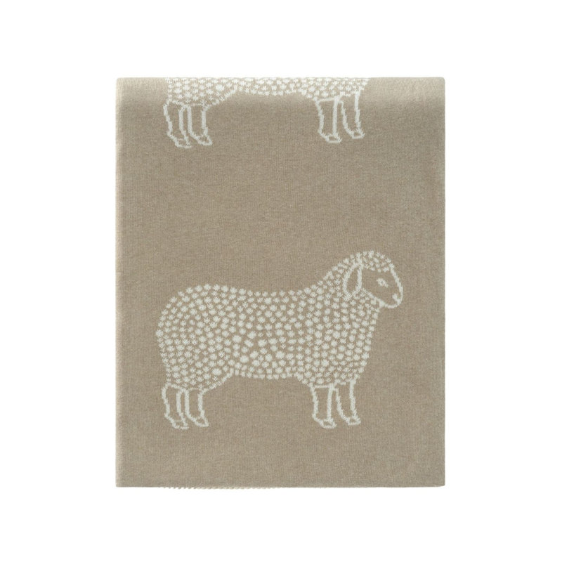 Beige Sheep Large Knitted Throw