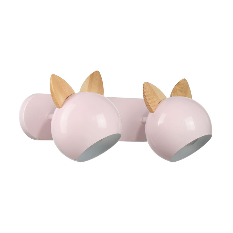Applique murale Topsy à 2 lumières, Oreilles de chat, Petal Pink