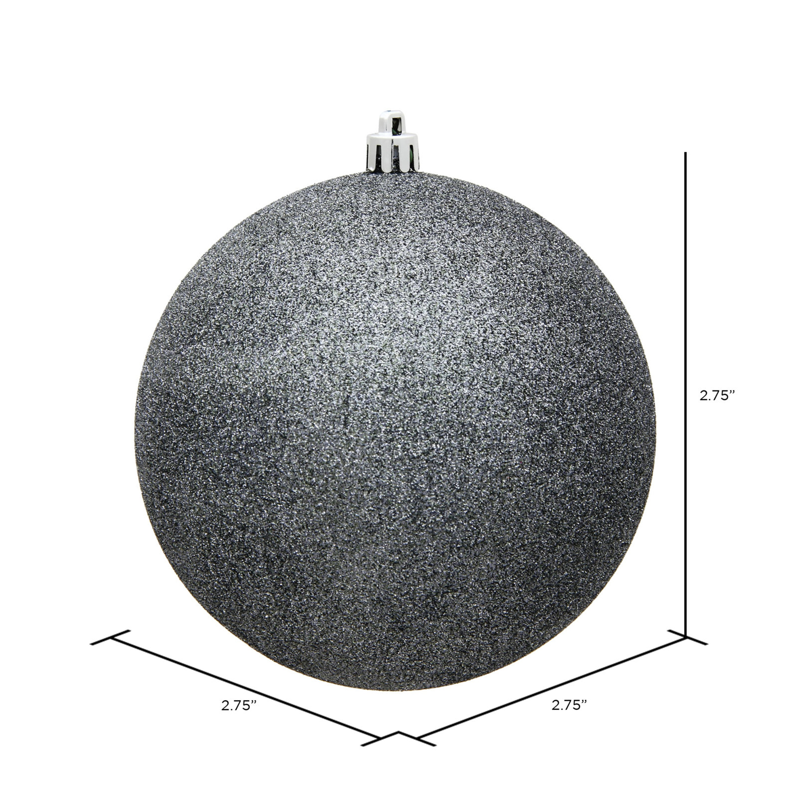 Shatterproof Bauble, 2.75" H x 2.75" W x 2.75" D, Gray