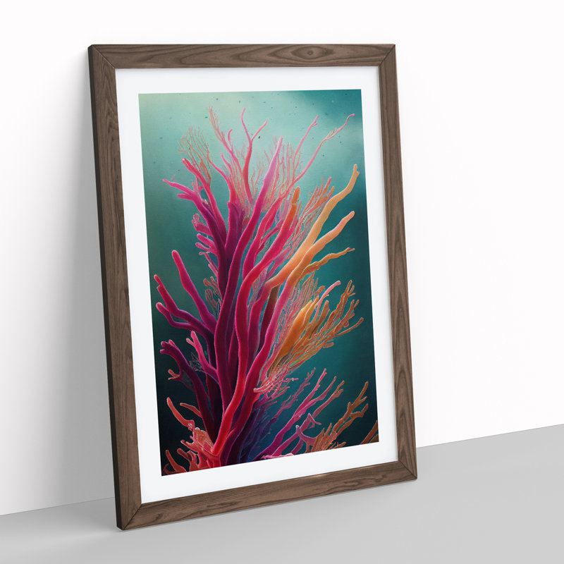 Fascinating Coral Reef - Single Picture Frame Painting, Walnut, 64cm H x 46cm W x 2cm D