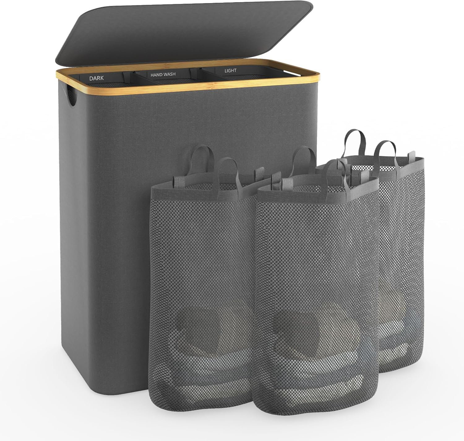 2X Panier à Linge Avec Couvercle, Panier à Linge Noir Avec Sac à Linge