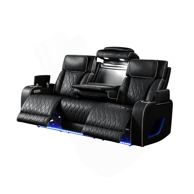 Ensemble de salon inclinable 2 pièces Fortuner, Similicuir noir