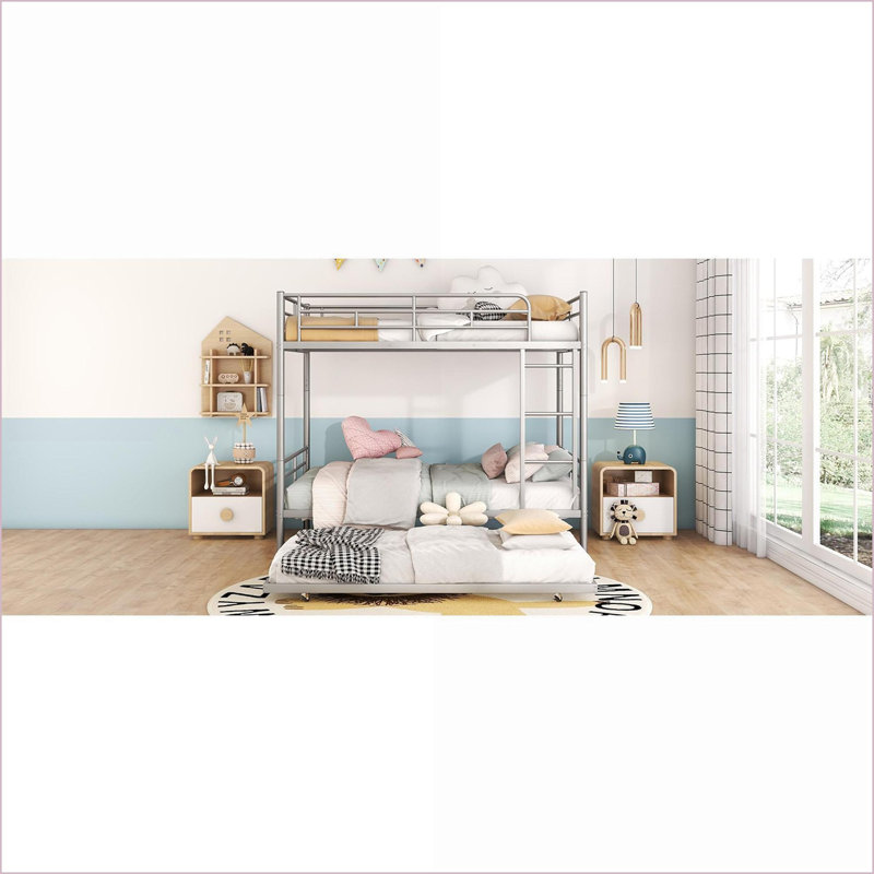 Lit superposé double au-dessus de double avec lit gigogne argent compact pour les chambres partagées