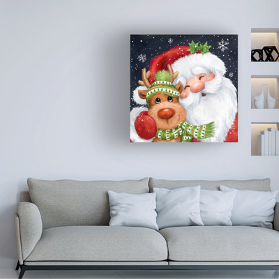 MAKIKO Santa And Reindeer Canvas Art