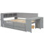 Lit de jour double avec tablettes de rangement, tiroirs, lit gigogne, station de charge, éclairage à DEL, bureau et armoire-801870120