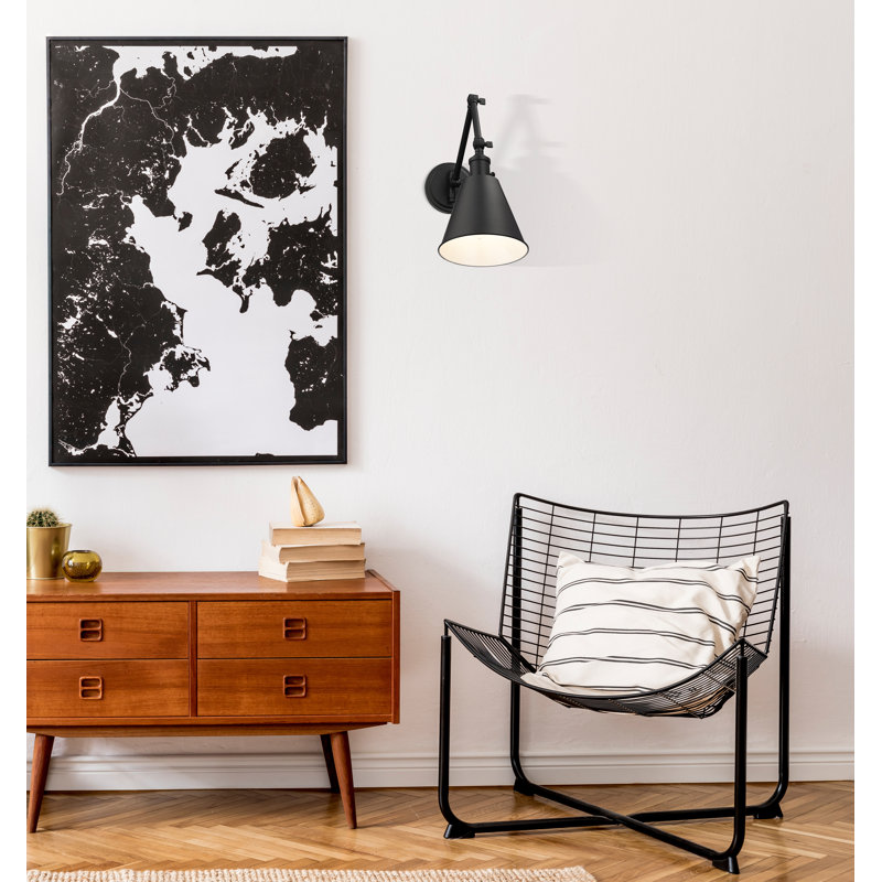 Wyck Steel Swing Arm Sconce, Matte Black