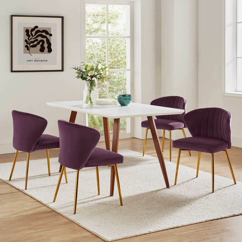 Fauteuil d'appoint à oreilles Axia, Velours mauve