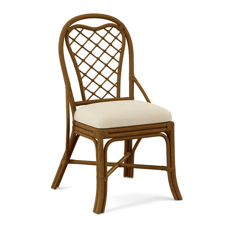 Trellis Back Side Dining Chair, Eggshell Crypton Performance; 0884-93, Havana