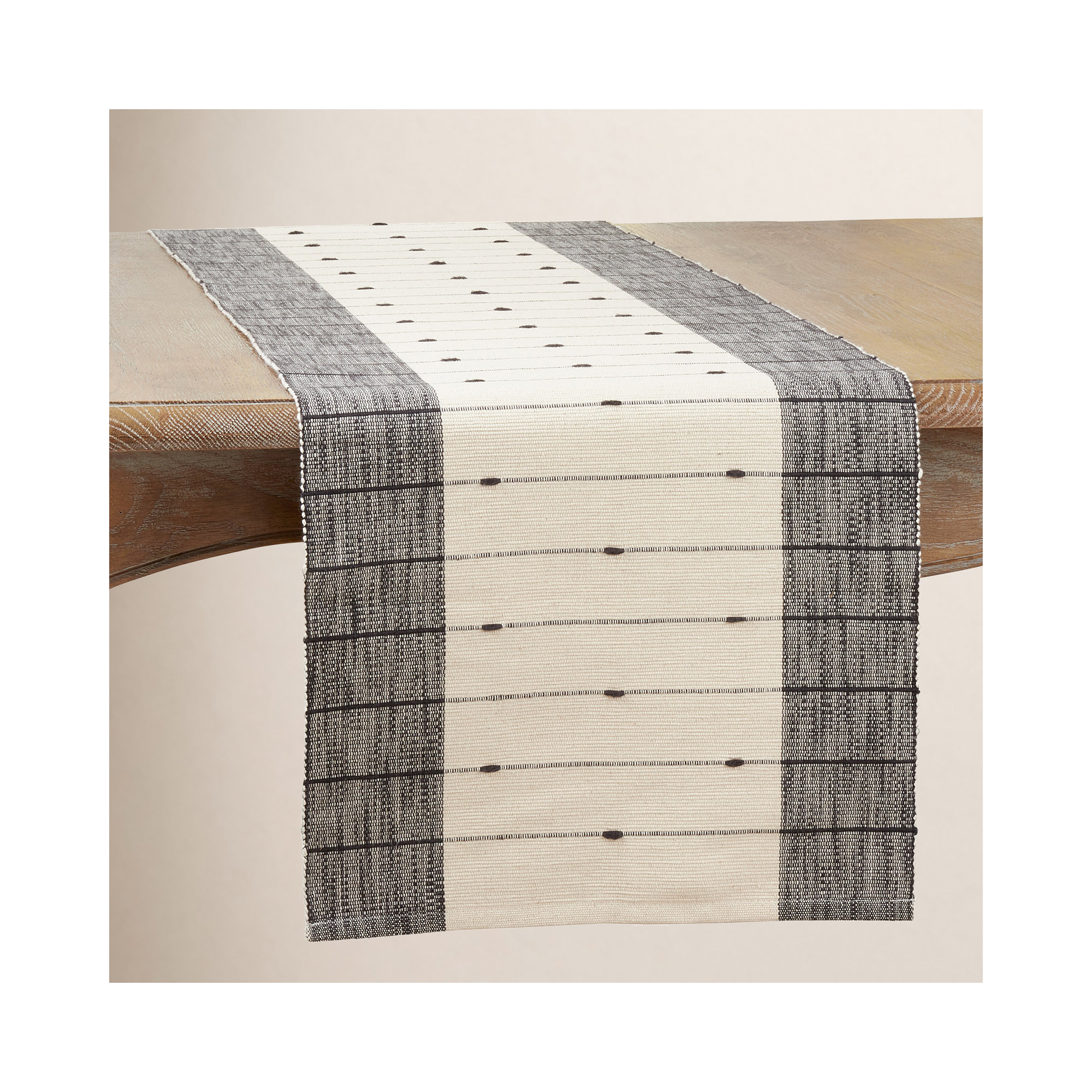 Lincoln Striped 100% Cotton Table Runner, Black/White/Gray