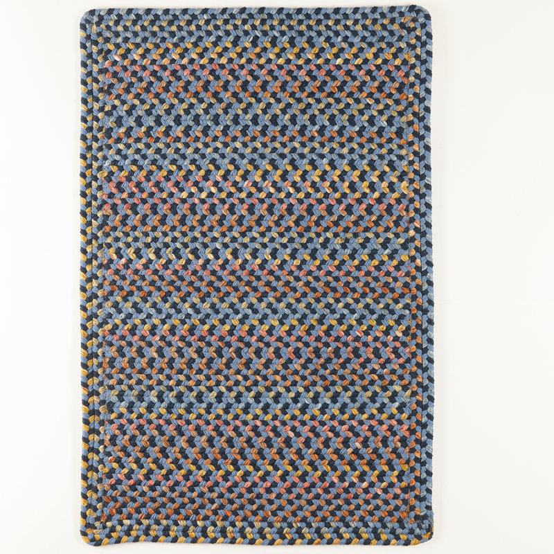 Tapis intérieur/extérieur bleu marine tressé fait main Ashurst, Rectangle 2 pi x 4 pi