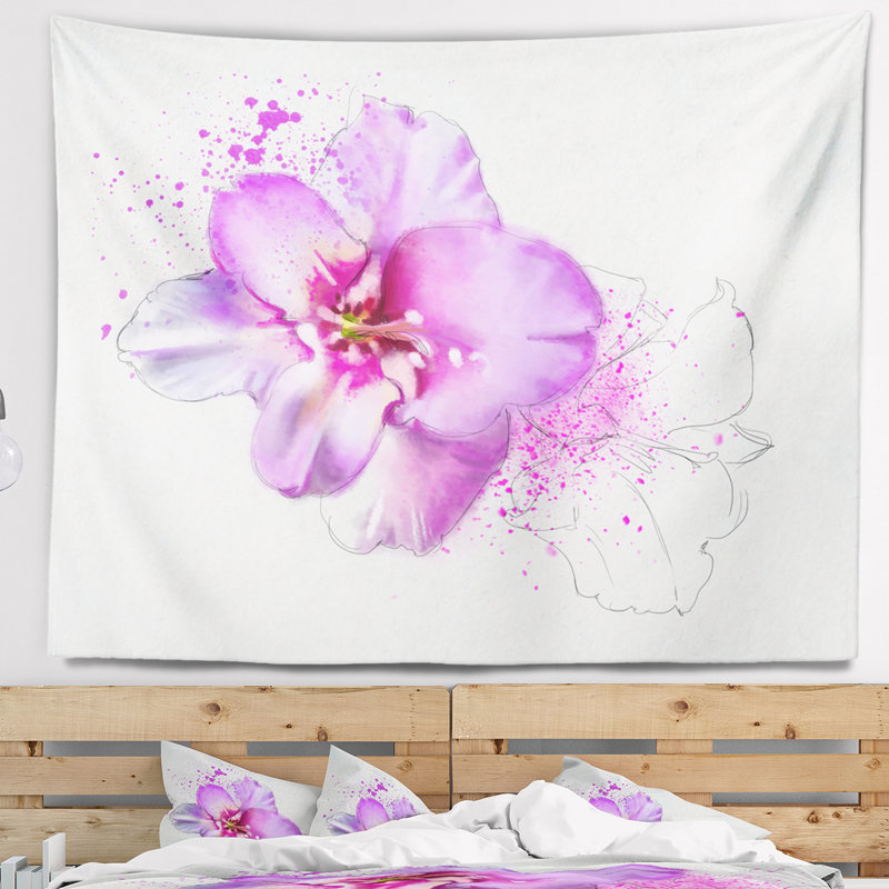 Tapisserie aquarelle «Blooming Pink Fowler», H 50 po x l 60 po