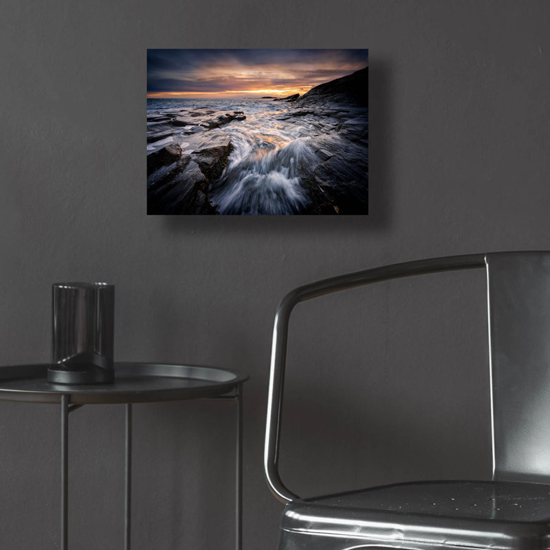 «Sunset At Two Lights» par Rick Berk, art mural en verre acrylique, H 12 po x l 16 po