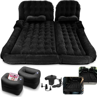 Matelas gonflable pour voiture 3 en 1, lit gonflable pour siège arrière de voiture, lit de voiture avec pompe à air électrique, 2 remplisseurs de soutien et 2 coussins pour VUS | MPV | Berline | Mini-fourgonnette