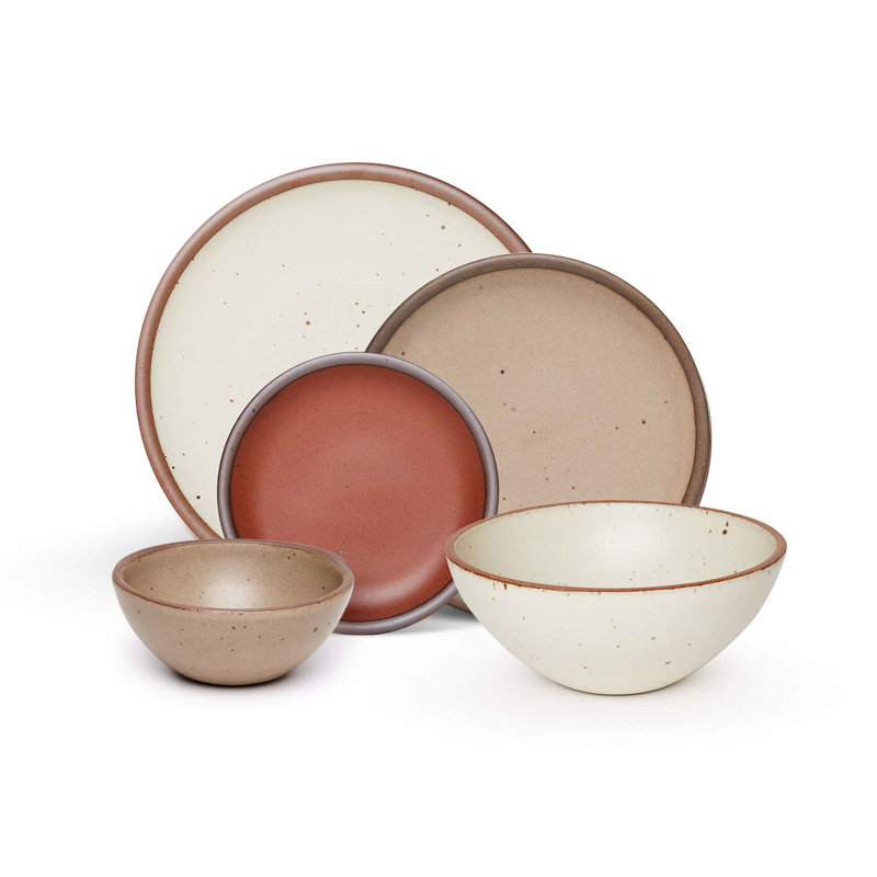 Potter's Dinner Set, Brown/Red/Cream