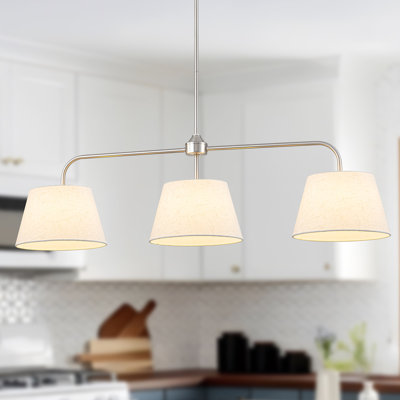 3-light Modern Linear Linen Drum Pendant