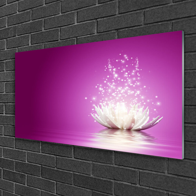 Floral Lotus Flower - Unframed Photograph on Glass, Pink