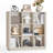 9 Cube Storage Book Shelf, 41" Tall Organizer Bookcase With Curved Edge, Wood Floor Standing 3-Tier Cubby Bookshelf With Base, Vintage Display Book Case For Bedroom, Office-161570690-160441336