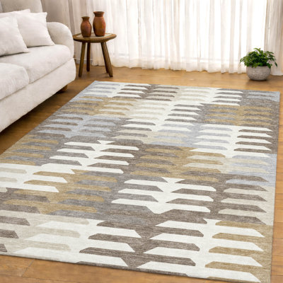 Tapis géométrique de qualité supérieure lavable à la machine AMF2328 Mayfield