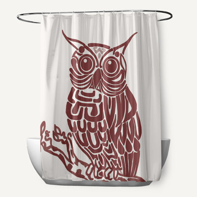 Rideau de douche à imprimé simple avec 12 trous de bouton hootie oiseau