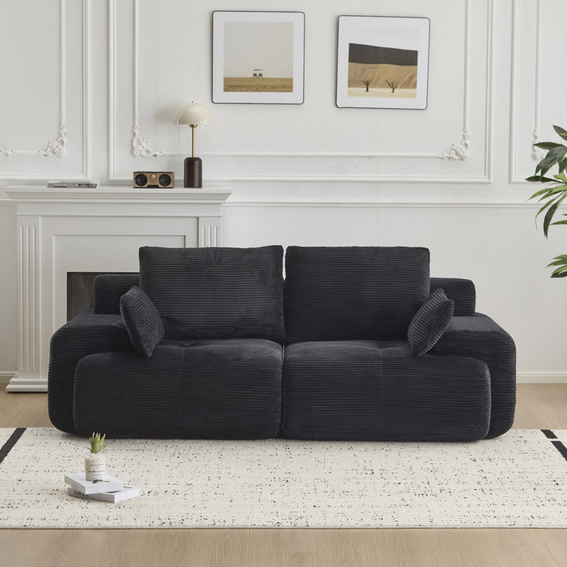 Canapé 84,25 po Corduroy, Noir
