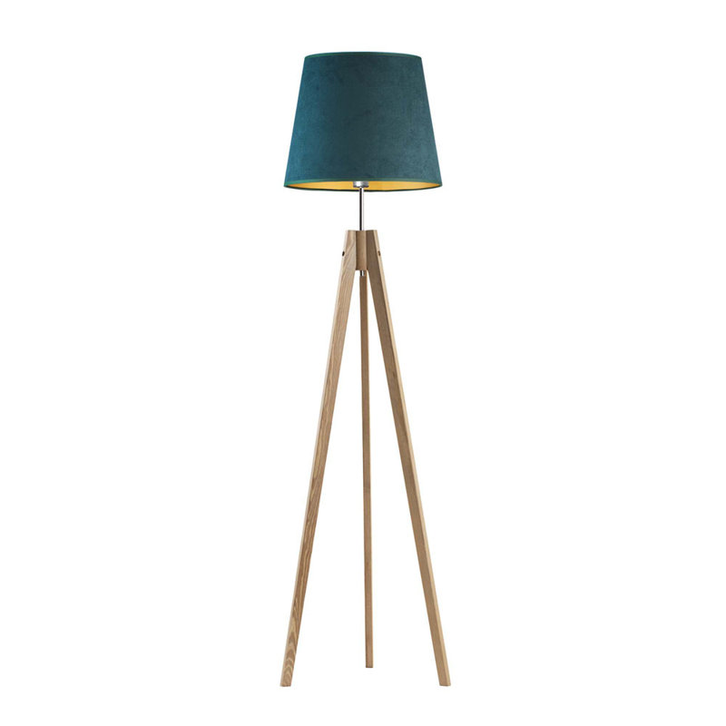 Bianco 149cm Tripod Floor Lamp, Bottle Green/Gold, Gold