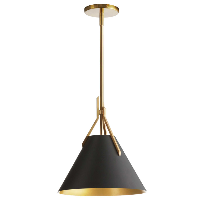 Luminaire suspendu à 1 lumière Shuyer, Laiton vieilli, Noir