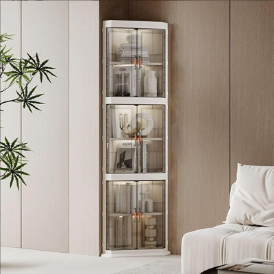 Armoire de rangement d'angle à 90 ° avec tablettes réglables et plastique PP imperméable, organisateur de coin pour les petits espaces