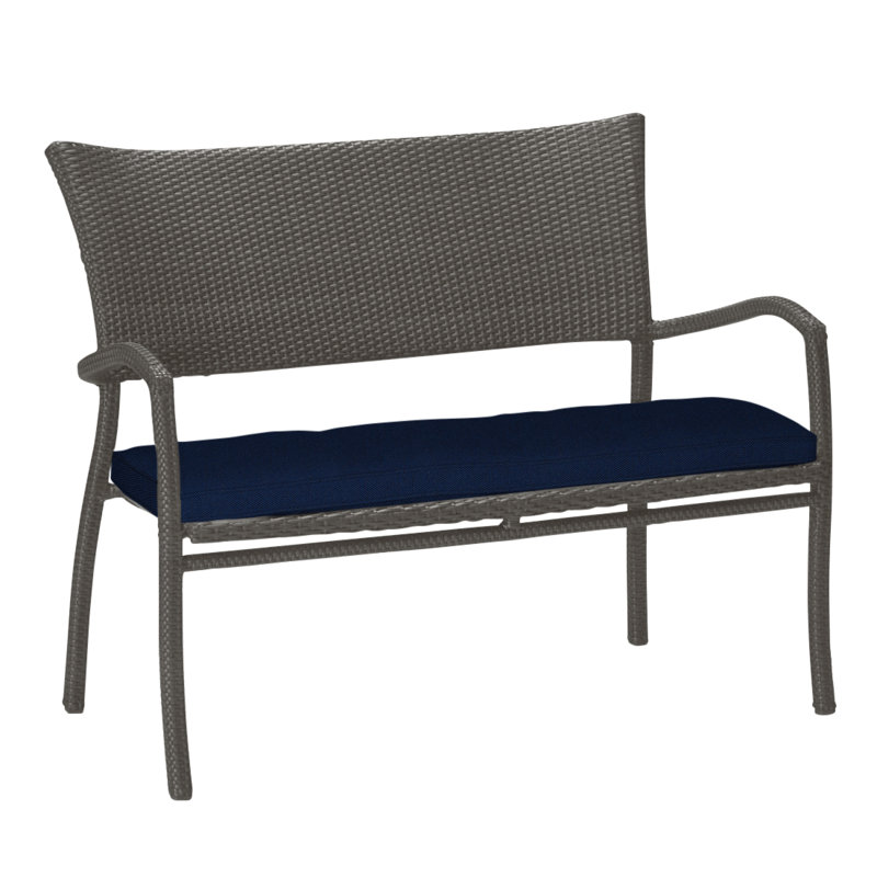 Skye Wicker Garden Bench, Welt, Indigo Velvet, Slate Gray