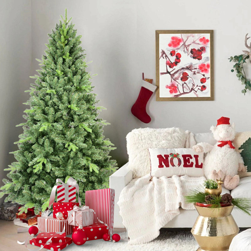 Arbre de Noël classique avec extrémités en PE + PVC - branches articulées réalistes, assemblage facile, support en métal stable, aspect naturel pour la décoration des Fêtes